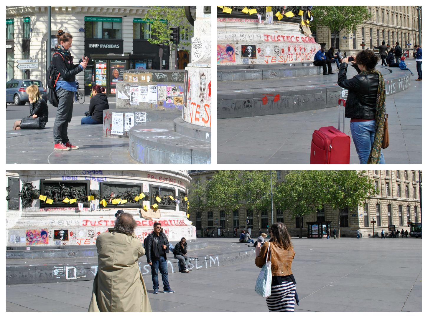 Les touristes sont nombreux à prendre des photos du Monument à la République